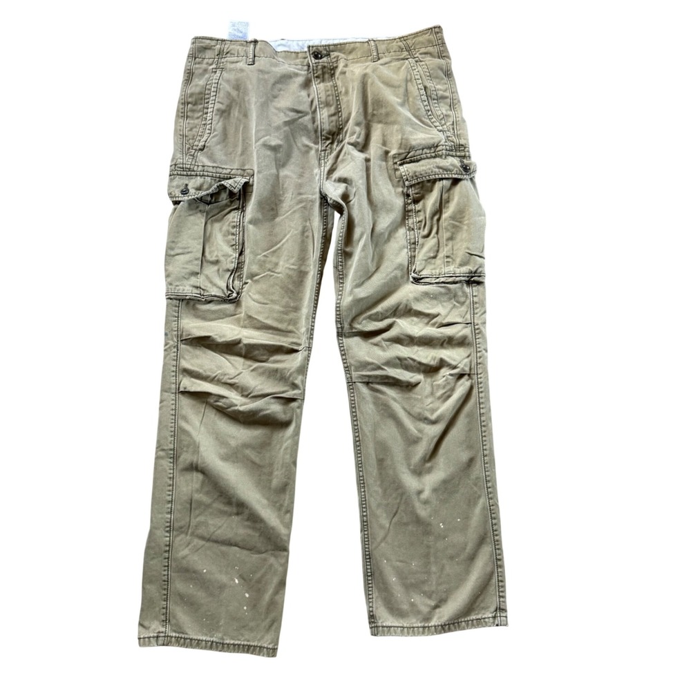 Levis Mens Cargo Pants 36x34 Khaki Olive Drab Cotton Straight Leg